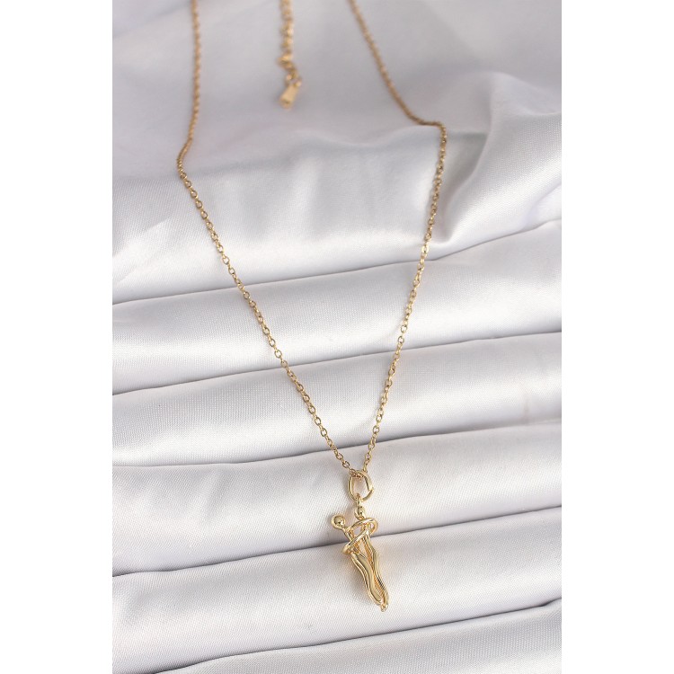 316L Çelik Gold Renk Zincir Sarılma Model Kadın Kolye - TJ-BKO9976