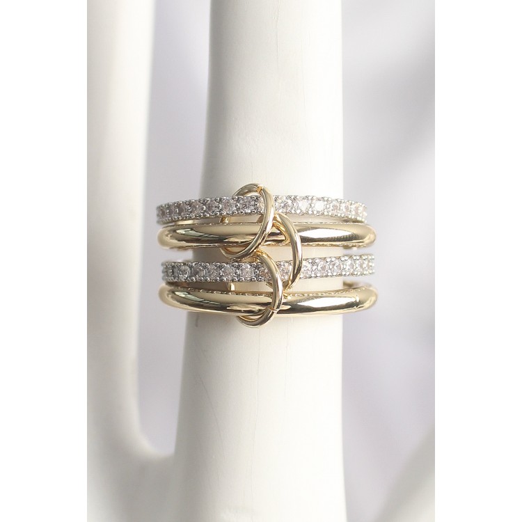 Pirinç Mix Renk Zirkon Taşlı 4'Lü Kadın Yüzük - TJ-BYK3706