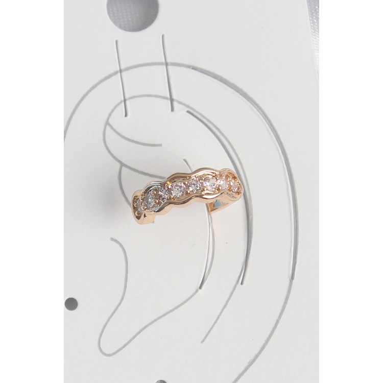 Pirinç Gold Renk Zirkon Taşlı Kadın Kıkırdak Küpe - TJ-BKP10571