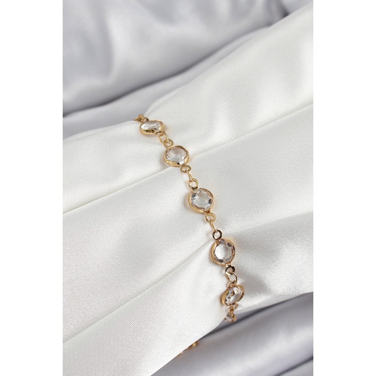 Pirinç Gold Renk Zirkon Taşlı Kadın Bileklik - TJ-BB7050