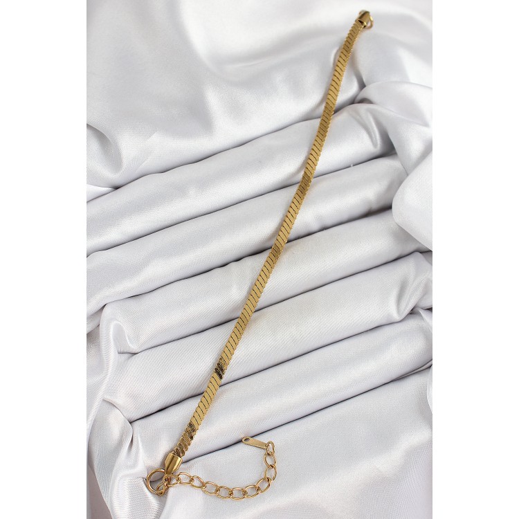 316L Çelik Gold Renk Yassı Zincir Model Kadın Bileklik - TJ-BB7086