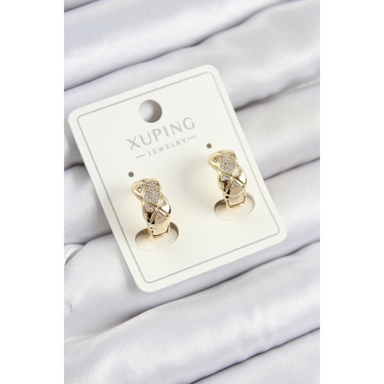 Xuping Zirkon Taşlı Geometrik Desenli Halka Model Gold Renk Kadın Küpe - TJ-BKP10850