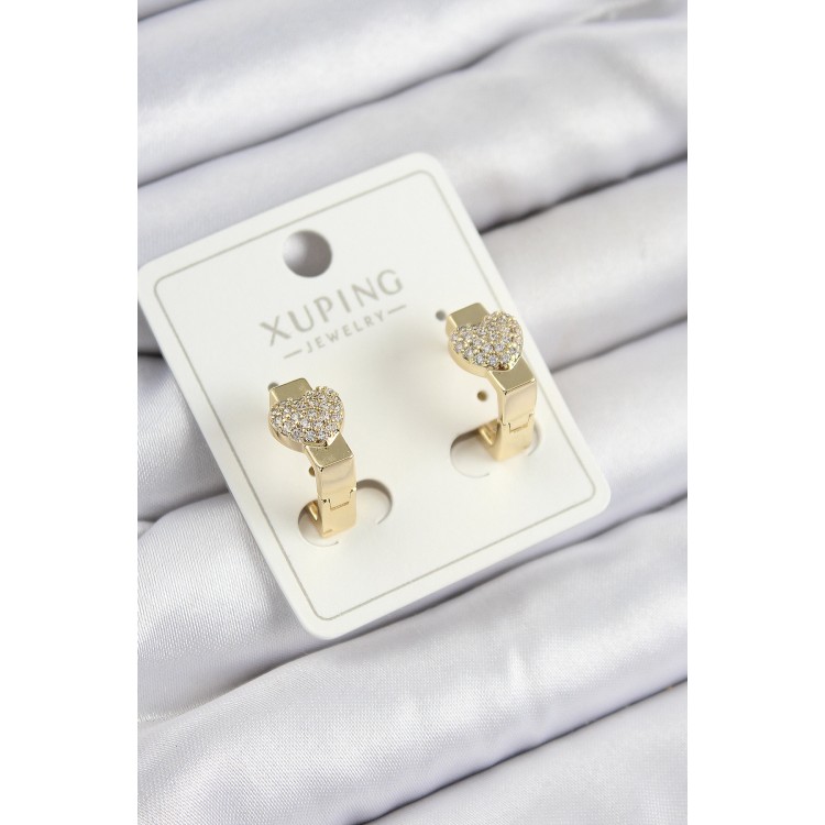 Xuping Zirkon Taşlı Kalp Model Gold Renk Kadın Küpe - TJ-BKP10857