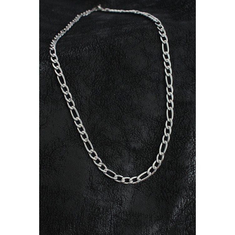 316L Çelik Kalın Figaro Zincir Model Gümüş Renk Erkek Kolye - TJ-ERK1394