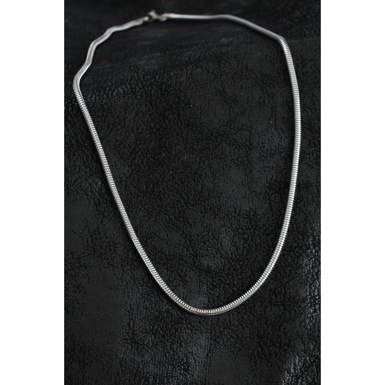 316L Çelik Oval İtalyan Zincir Model Gümüş Renk Erkek Kolye - TJ-ERK1396