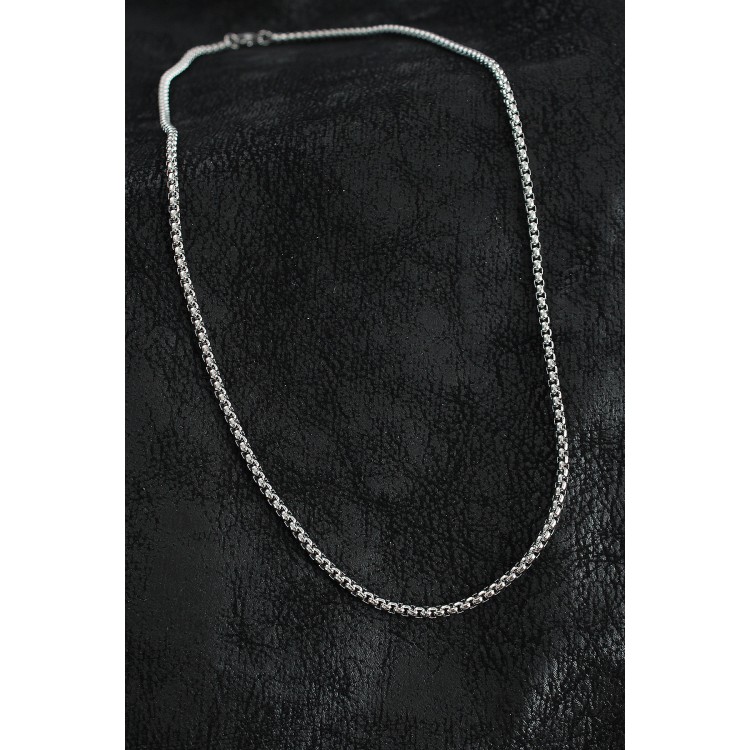 316L Çelik Örme Zincir Model Gümüş Renk Erkek Kolye - TJ-ERK1399