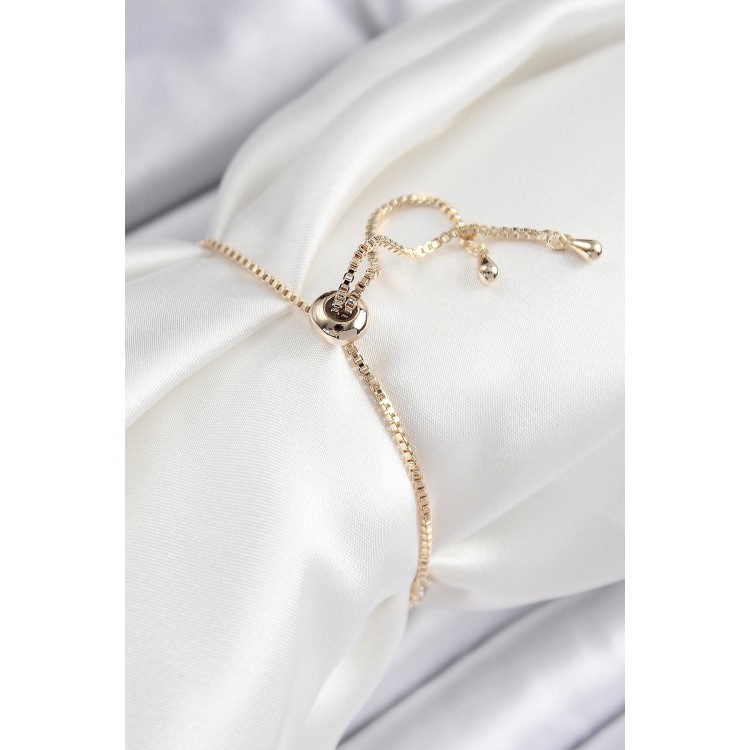 Pirinç Zirkon Taşlı Kiraz Model Gold Renk Asansörlü Kadın Bileklik - TJ-BB7455