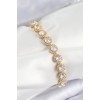 Pirinç Zirkon Taşlı Daire Baget Model Gold Renk VIP Seri Kadın Bileklik - TJ-BB7514