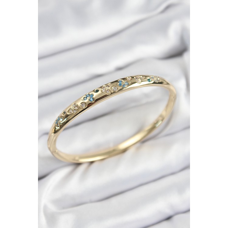 Pirinç Zirkon Taşlı Kelebek Model Gold Renk Kadın Kelepçe - TJ-BB7568