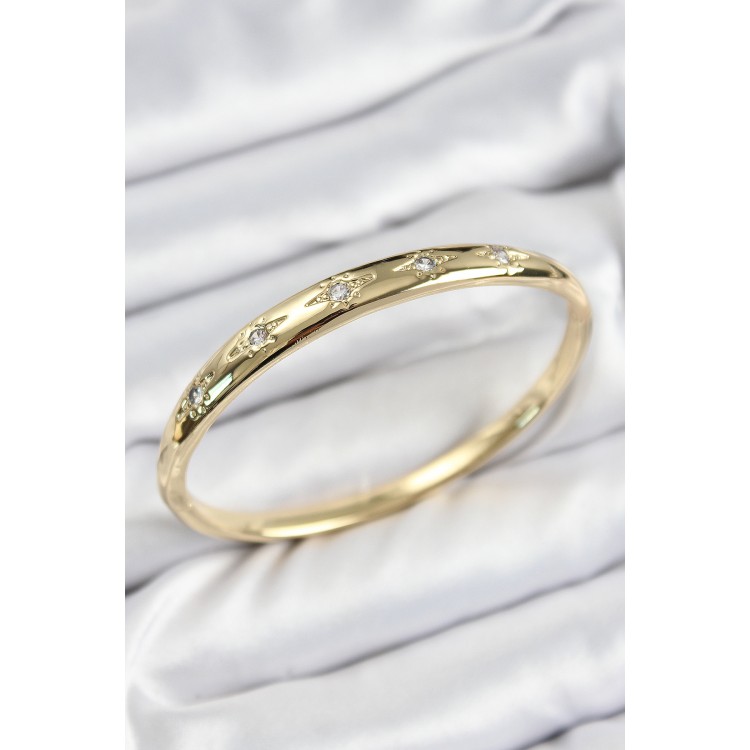 Pirinç Zirkon Taşlı Kutup Yıldızı Model Gold Renk Kadın Kelepçe - TJ-BB7570