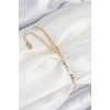 Pirinç Zirkon Taşlı Dikdörtgen Model Ezme Zincir Gold Renk Kadın Bileklik - TJ-BB7593