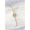 Pirinç Zirkon Taşlı Kare Model Gold Renk Kadın Bilekilk - TJ-BB7661