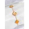 316L Stainless Steel Mother-of-Pearl Orange Gold Color Clover Women's Bracelet - TJ-BB7668