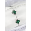 316L Steel Mother-of-Pearl Emerald Green Silver Color Clover Women's Bracelet - TJ-BB7672