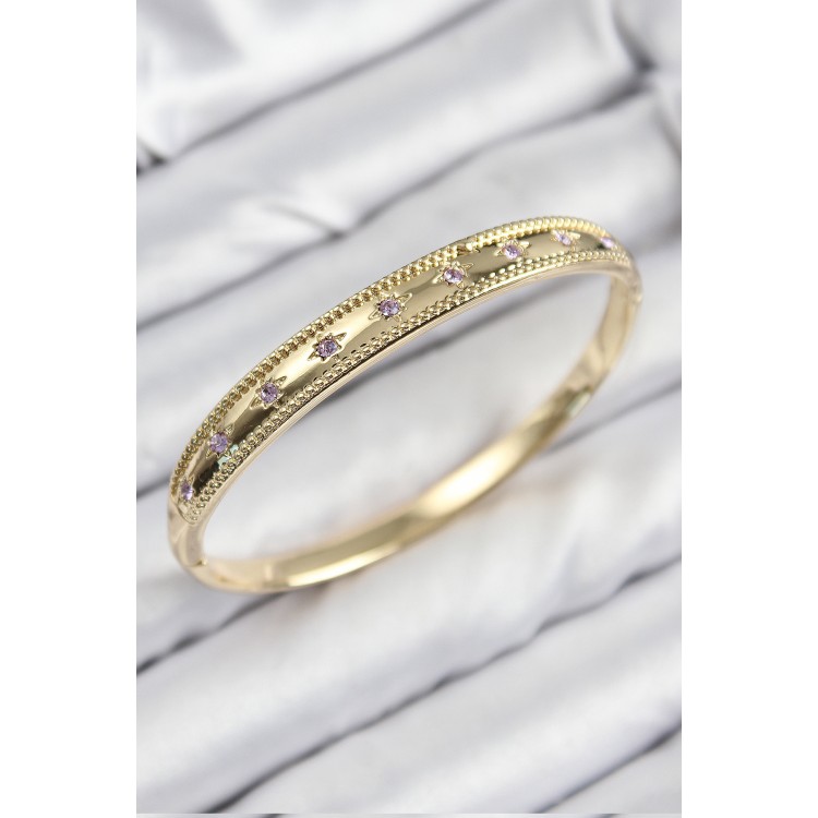 Pirinç Zirkon Taşlı Kutup Yıldızı Model Gold Renk Kadın Kelepçe - TJ-BB7684