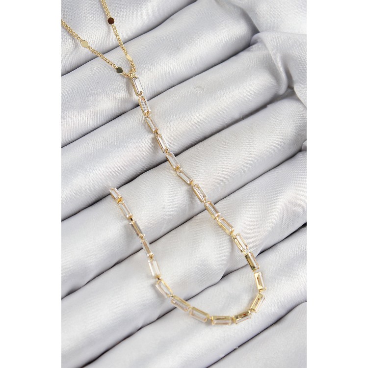 Pirinç Zirkon Taşlı Model Gold Renk Y Kolye - TJ-BKO10450