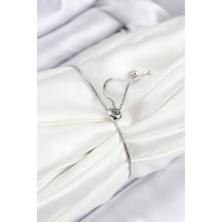 Rice-Shaped Zircon Stone Drop Design Silver-Colored Elevator-Style Women's Bracelet - TJ-BB7740