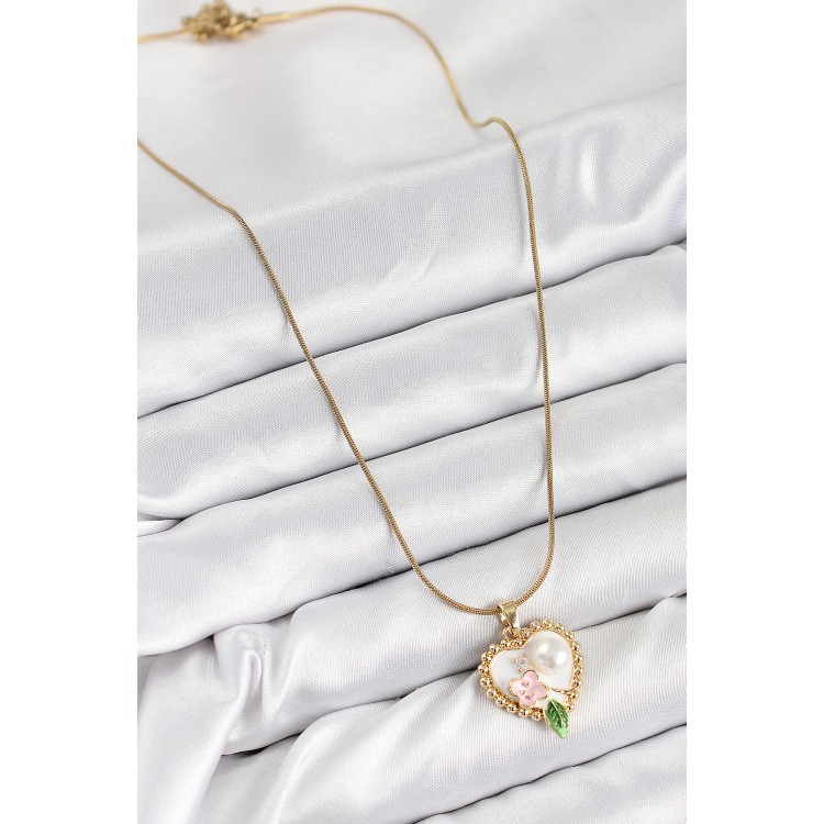 316L Çelik Sanatsal Portre Model Gold Renk Kadın Kolye - TJ-BKO10486