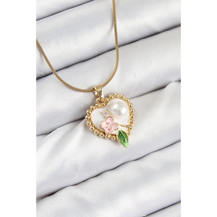 316L Çelik Sanatsal Portre Model Gold Renk Kadın Kolye - TJ-BKO10486