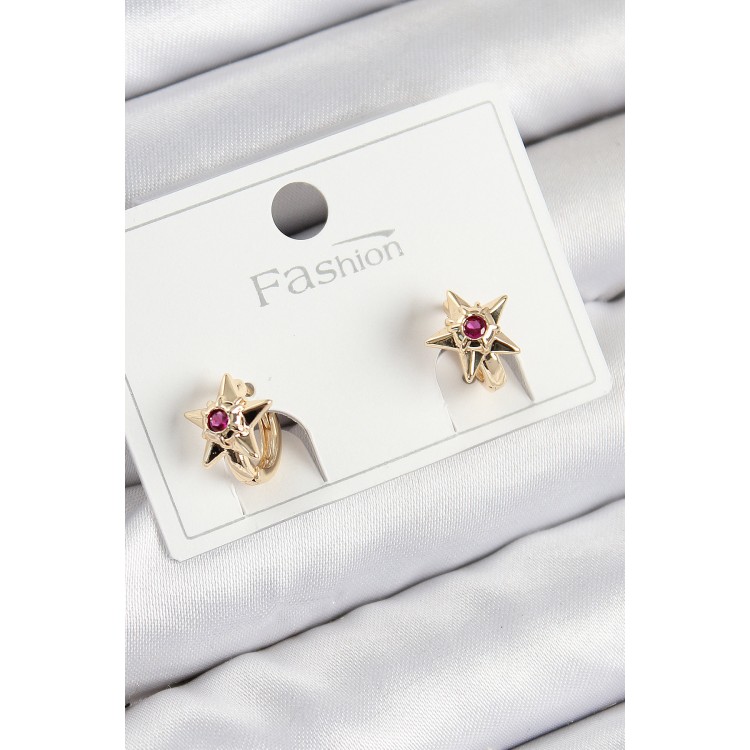Pirinç Zirkon Taşlı Yıldız Model Gold Renk Çocuk Küpe - TJ-BKP11197