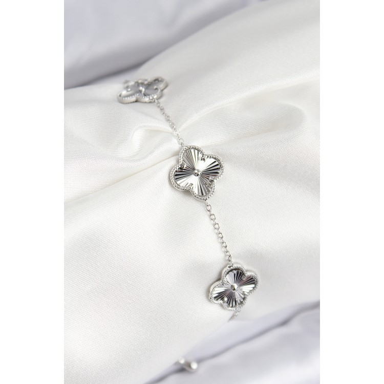 VIP Rice Clover Model Silver Color Women's Bracelet - TJ-BB7782