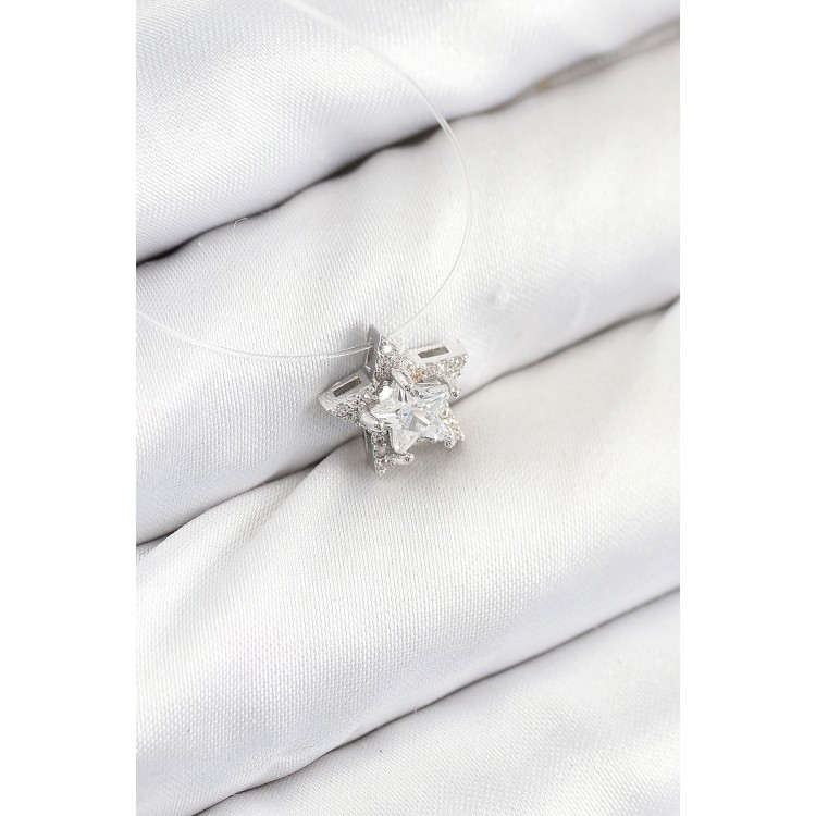 Misineli Yıldız Model Gümüş Renk Hayalet Kolye - TJ-BKO10504