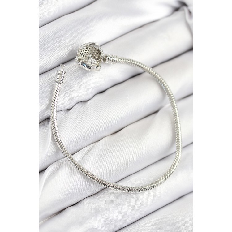 Rice Charm Zircon Stone Heart Model Silver Color Women's Bracelet - TJ-BB7803