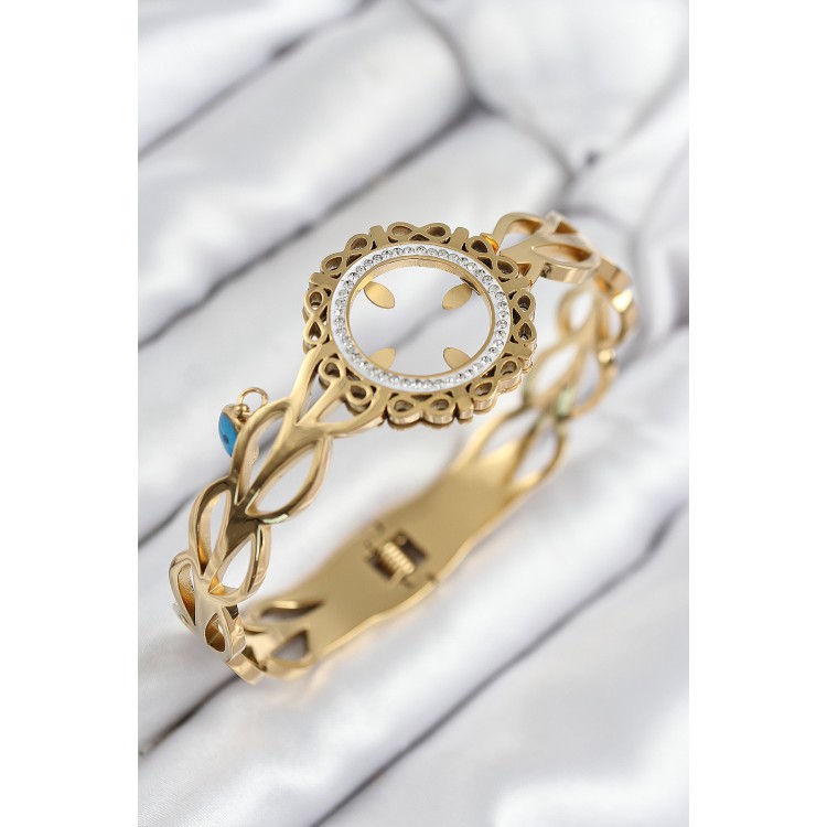 316L Stainless Steel Zircon Stone Quarter Detachable Gold Color Bracelet - TJ-BB7822