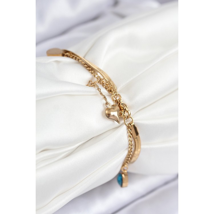 316L Çelik Nazar Boncuk Detaylı Mavi Zirkon Taşlı Model İtalyan Zincir Gold Renk Kadın Bileklik - TJ-BB7828