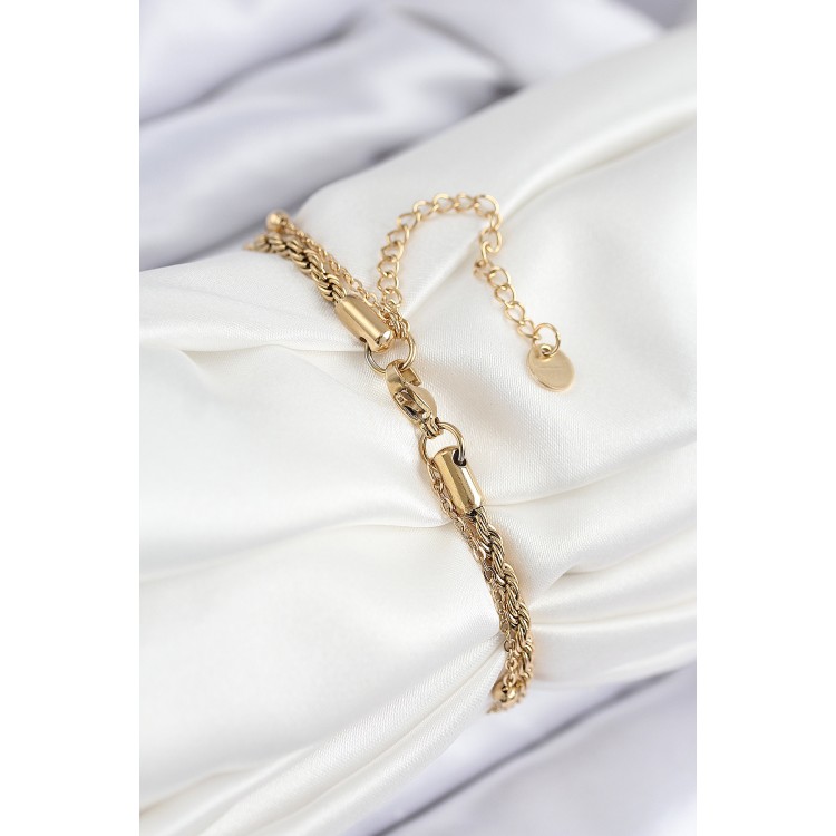 316L Stainless Steel Evil Eye Bead Twisted Chain Gold Color Women's Bracelet - TJ-BB7829