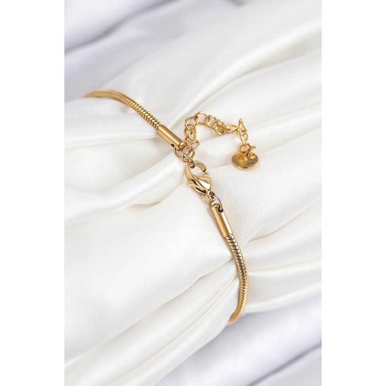 316L Steel Zircon Stone Eye Charm Model Gold Color Women's Bracelet - TJ-BB7842