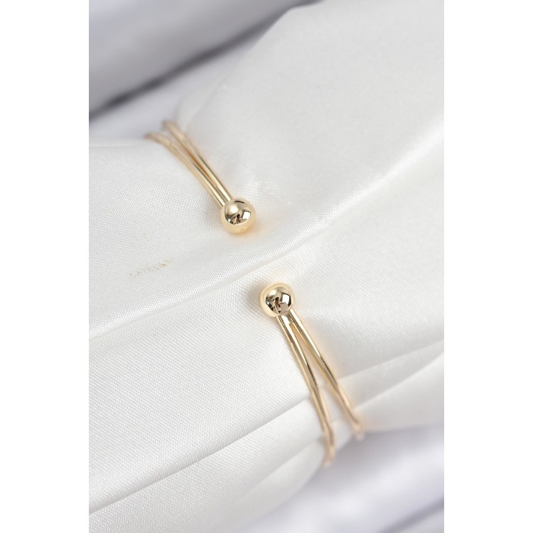 Pirinç Zirkon Taşlı Kalp Model Gold Renk Kadın Bileklik - TJ-BB7861