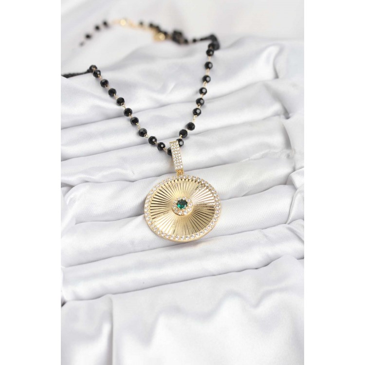 316L Çelik Zincir Kristal Boncuklu Kadın Kolye - TJ-BKO10563