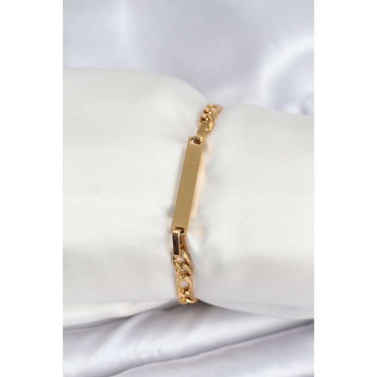 316L Çelik Gold Renk Yazı Yazmaya Uygun Kadın Bileklik - TJ-BB7916