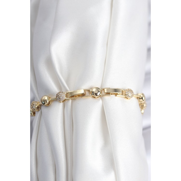 Pirinç VIP Seri Gold Renk Topçuk Model Kadın Bileklik - TJ-BB7923