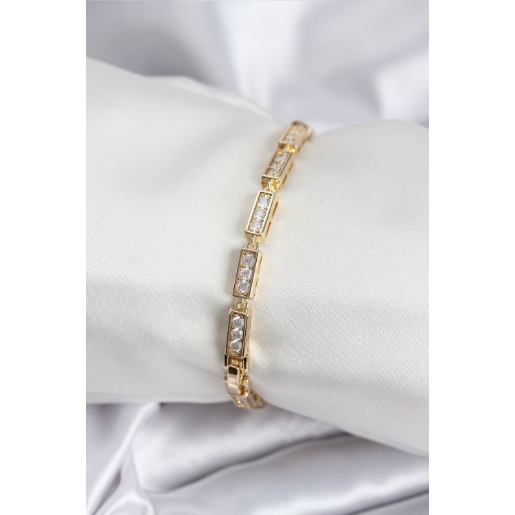 Pirinç VIP Seri Gold Renk Parçalı Model Kadın Bileklik - TJ-BB7930