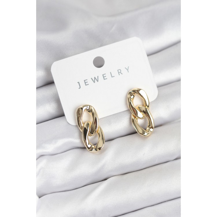 Pirinç Gold Renk Zincir Model Kadın Küpe - TJ-BKP11233