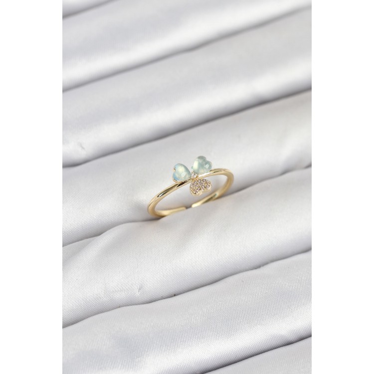 Brass Gold Clover Model Women's Ring - TJ-BYK3858