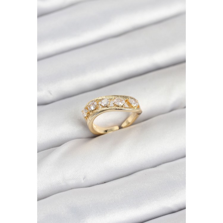 Brass Gold Zircon Stone Women's Ring - TJ-BYK3872