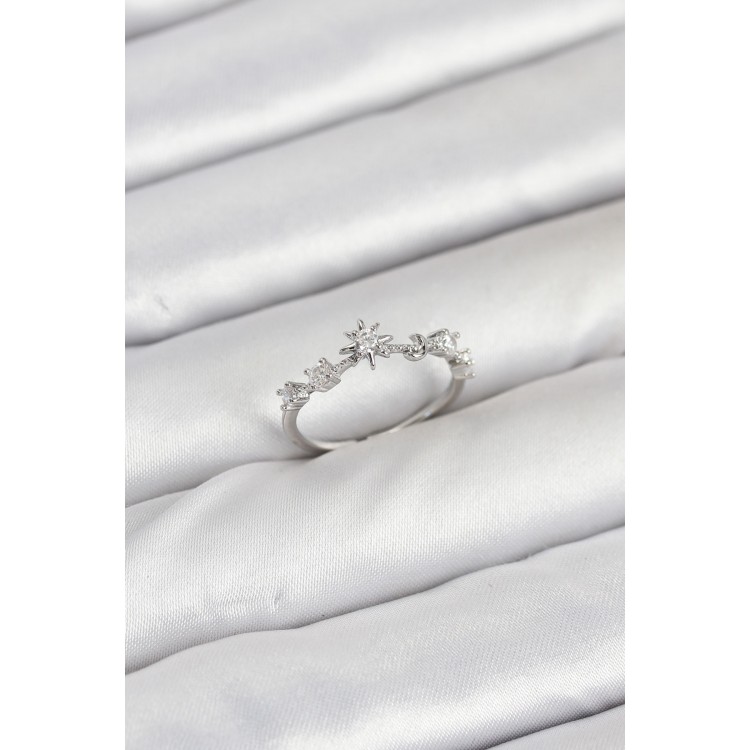 Pirinç Gümüş Renk Manifest Kadın Yüzük - TJ-BYK3891