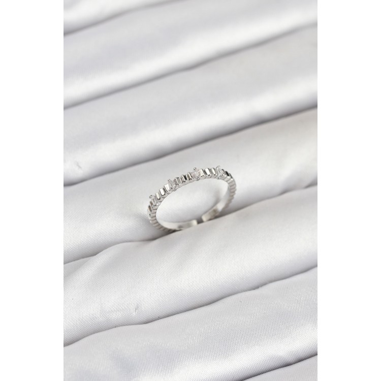 Pirinç Gümüş Renk Lazer Kesim Kadın Yüzük - TJ-BYK3893