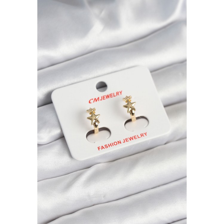 Pirinç Gold Renk Yıldız Kadın Küpe - TJ-BKP11242