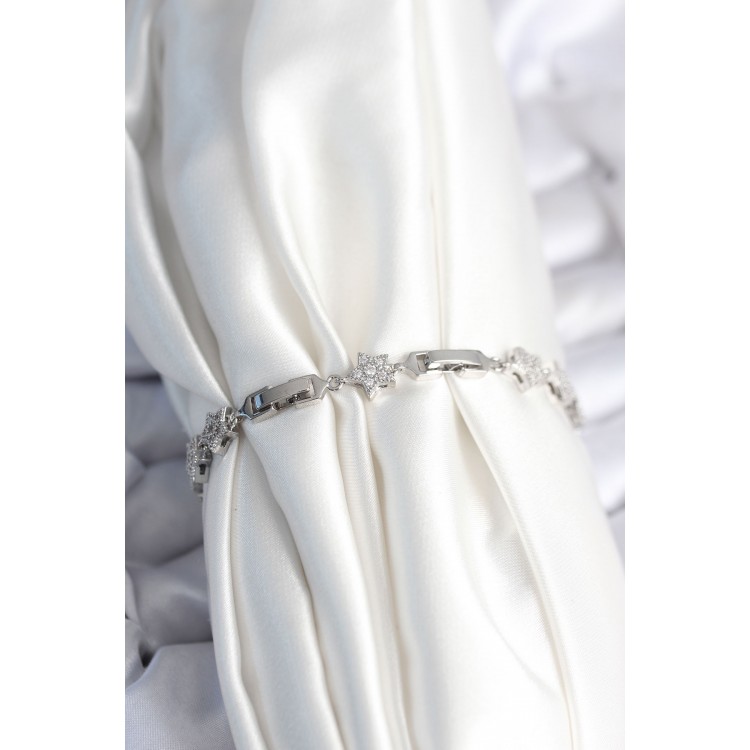 Pirinç Gümüş Renk Yıldız Model Kadın Bileklik - TJ-BB7979