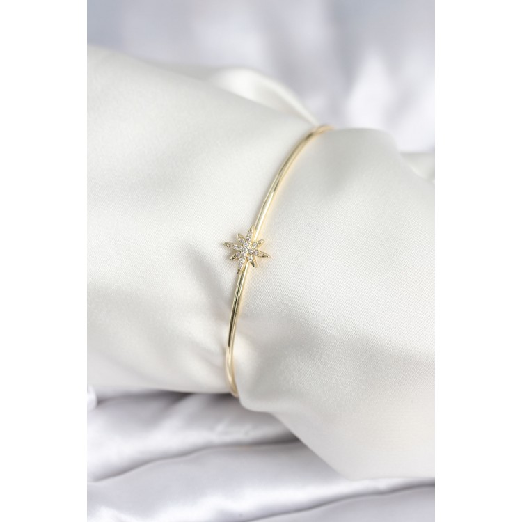 Kutup Yıldızı Figür Pirinç Gold Renk Kadın Bileklik - TJ-BB7999