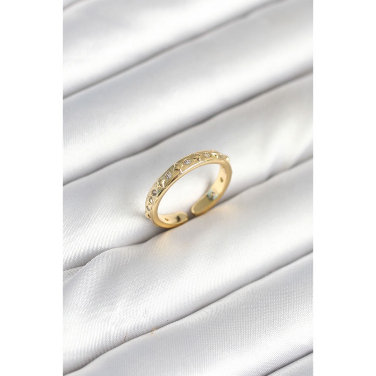 Brass Gold Zircon Stone Women's Ring - TJ-BYK3903