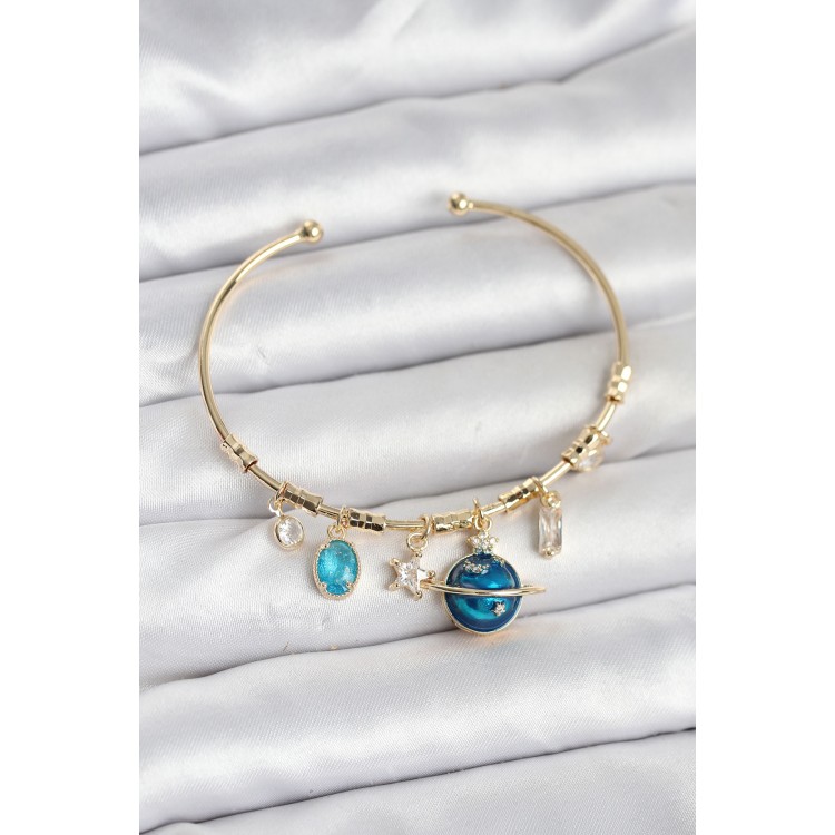 Gezegen Charmlı Gold Renk Pirinç Kadın Bileklik - TJ-BB8047