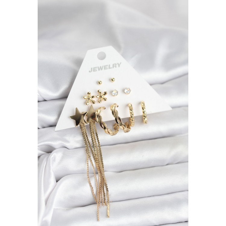 Gold Color 6-Pair Women's Earring Set - TJ-BKP11321