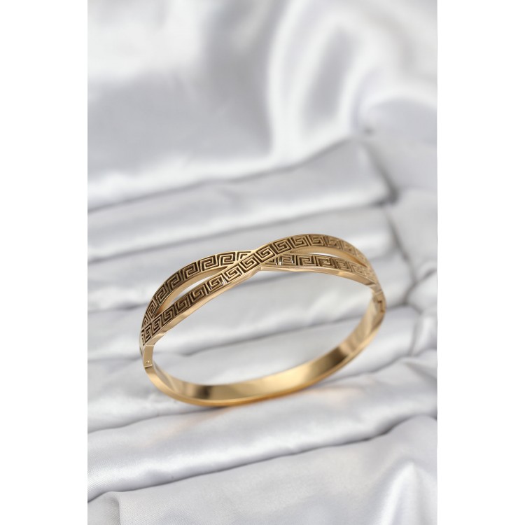 316L Çelik Gold Renk Vintage Kadın Kelepçe Bileklik - TJ-BB8069