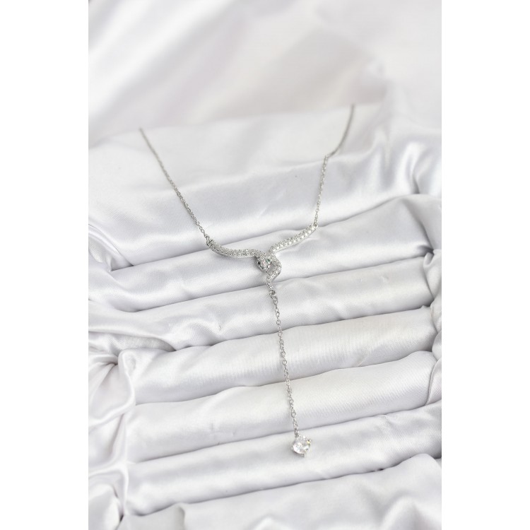 316L Çelik Zincir Gümüş Renk Yılan Model Y Kolye - TJ-BKO10663