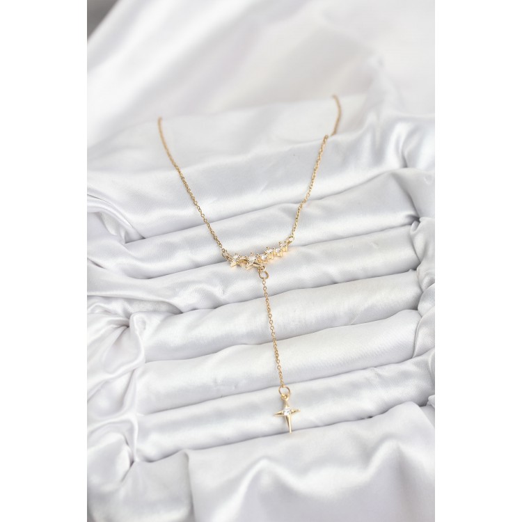 316L Çelik Zincir Gold Renk Yıldız Model Y Kadın Kolye - TJ-BKO10666
